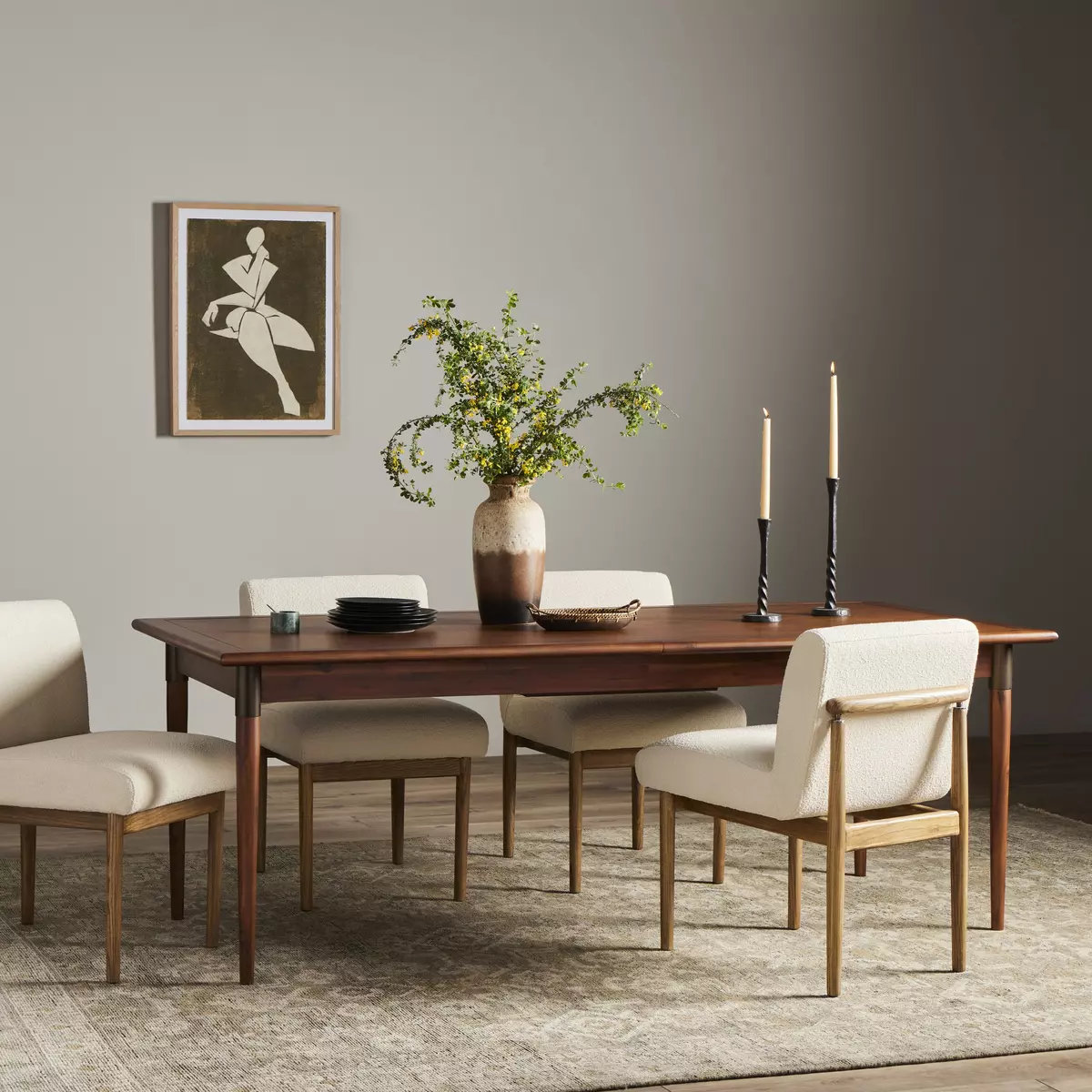 Yanely 84'' Extendable Dining Table, Walnut