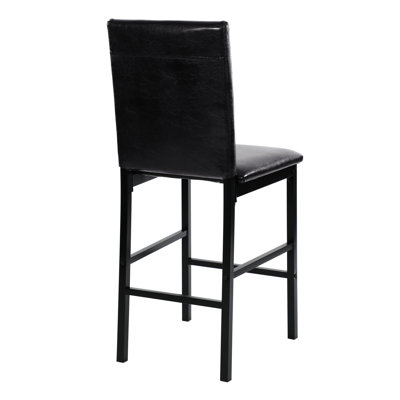 Chaises de salle à manger à hauteur de comptoir 4 pièces, revêtement en similicuir brun, structure en métal noir, poids du produit de 16,76 lb, chaise, siège, finition noire, largeur de siège de 17,5 po
