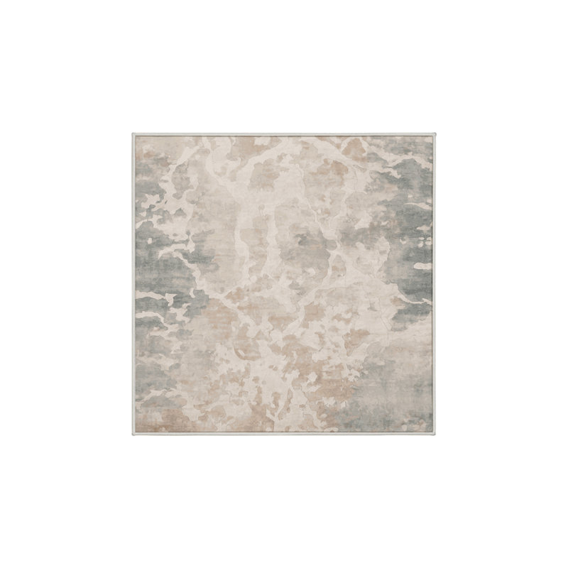 Tapis beige soyeux et moelleux, Carré 8 pi
