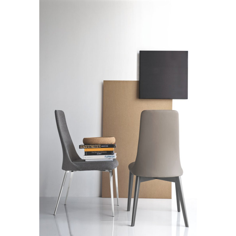 Etoile Upholstered Dining Chair with Wooden Legs, Graphite, Taupe