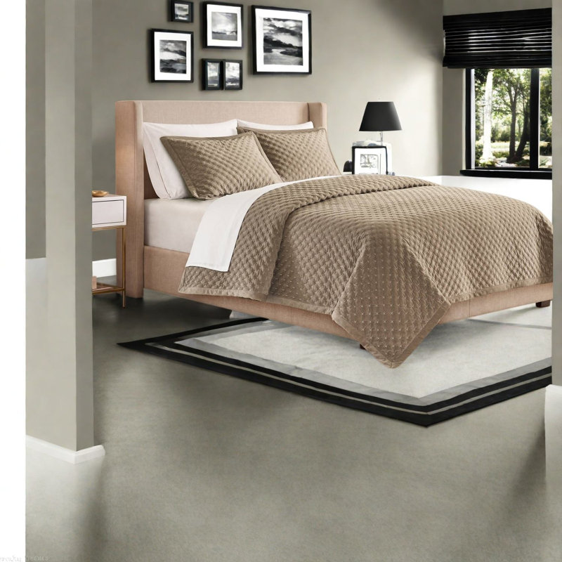Ensemble de literie en velours Queen, couvre-lit matelassé taupe pour chambres élégantes