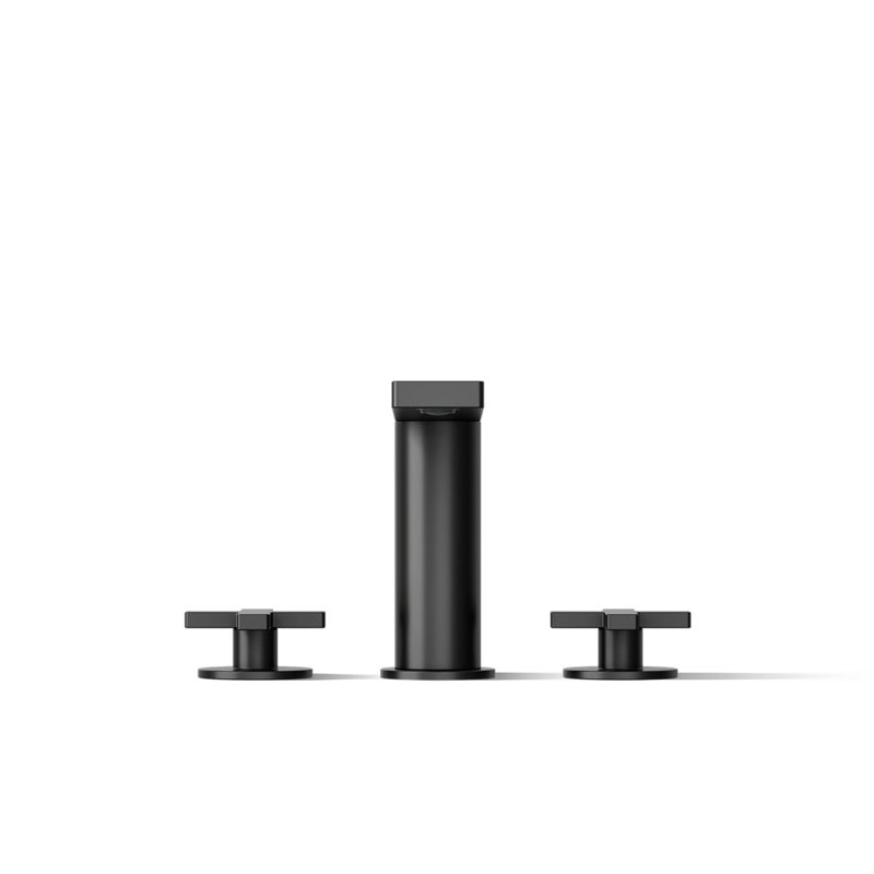 Composed Deck-Mount Bath Faucet With Cross Handles, Matte Black