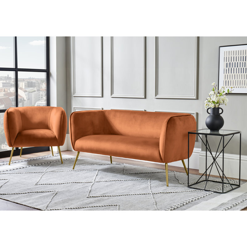 Lucca 2 Seater Velvet Sofa, Tobacco