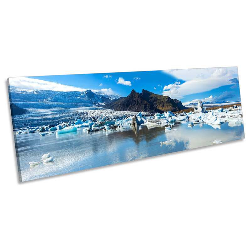 Iceland Landscape Mountains Panoramic 1 Piece Wrapped Canvas Panoramic Wall Art, 60.96cm H x 182.88cm W