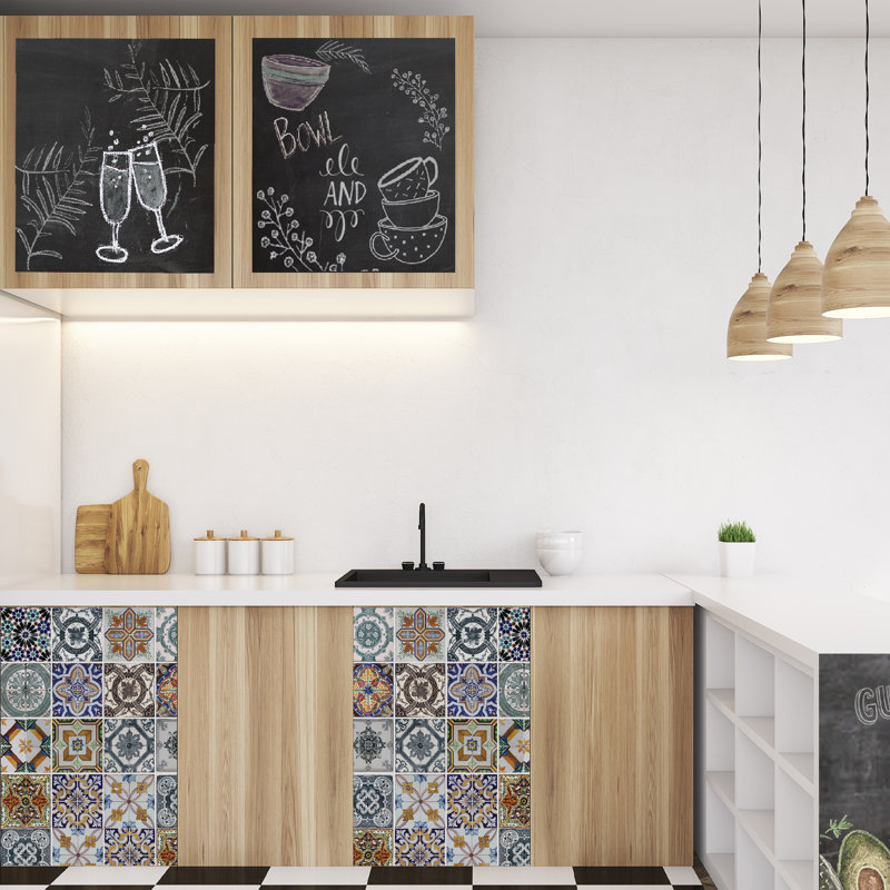 Décalcomanie murale et tableau noir en carreaux espagnols