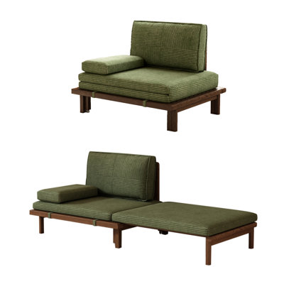 Upholstered Sleeper Sofa, Natural Ash Wood Frame, Removable Cloth Cover