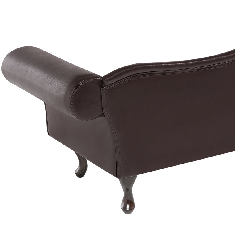 Charlemont Faux Leather Chaise Lounge, Brown