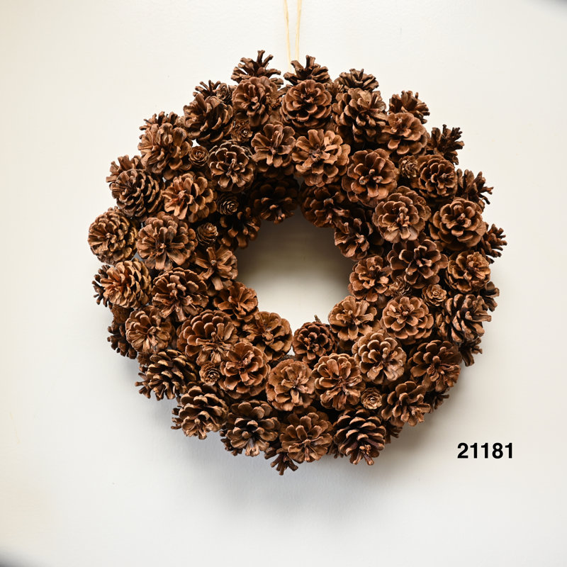 18" Farmhouse Fall Thanksgiving Pinecones Wreath for Front Door