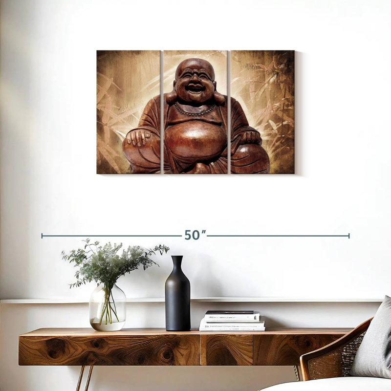 Laughing Buddha Multi Piece Canvas Print, H 20 po x l 33 po x P 1,25 po