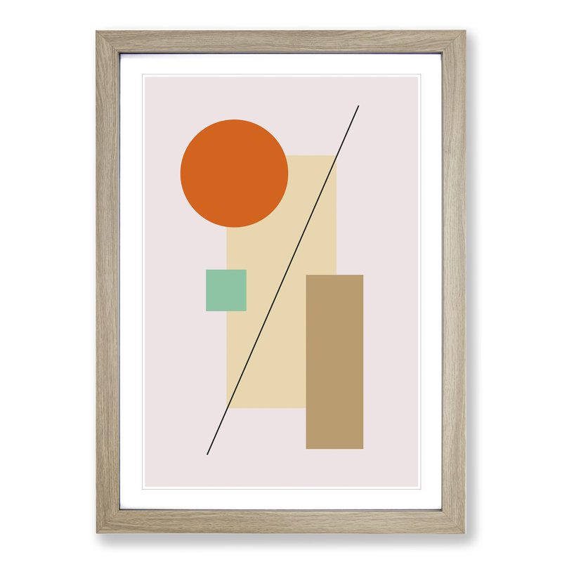 Abstract Blocks - Framed Print, Oak, 90cm H x 65cm W x 2cm D