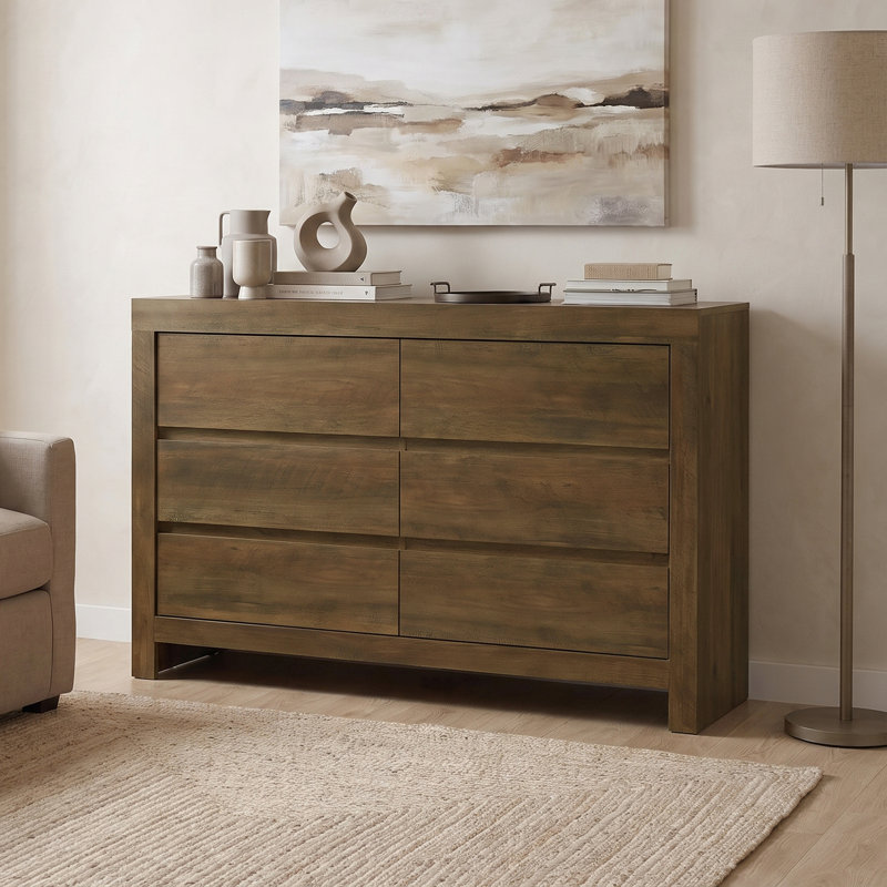 Cubbot 6 Drawer Chest of Drawers, Knotty Oak 