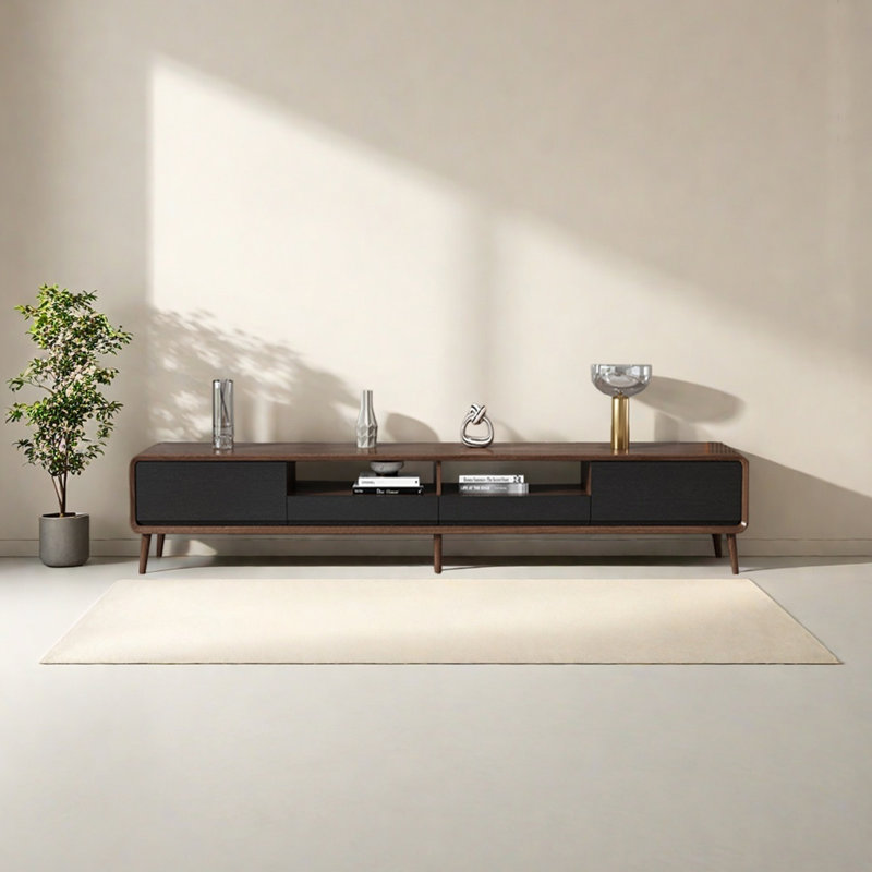 Meuble télé Nordic, H 16,93 po x L 78,74 po x l 15,75 po, Noir / brun