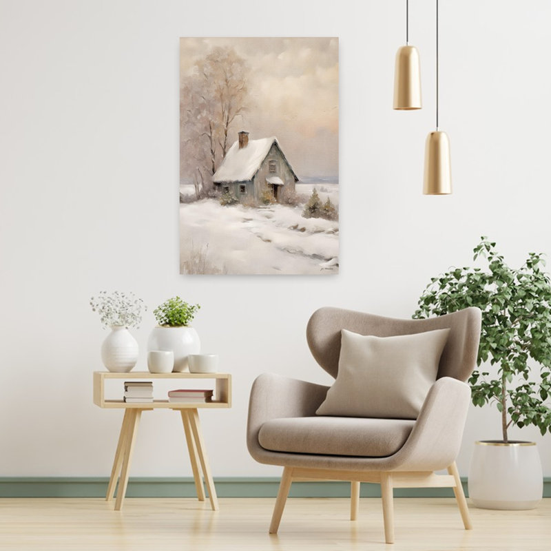 Paysage d'hiver abstrait givré, paysage contemporain, 36" H x 24" W