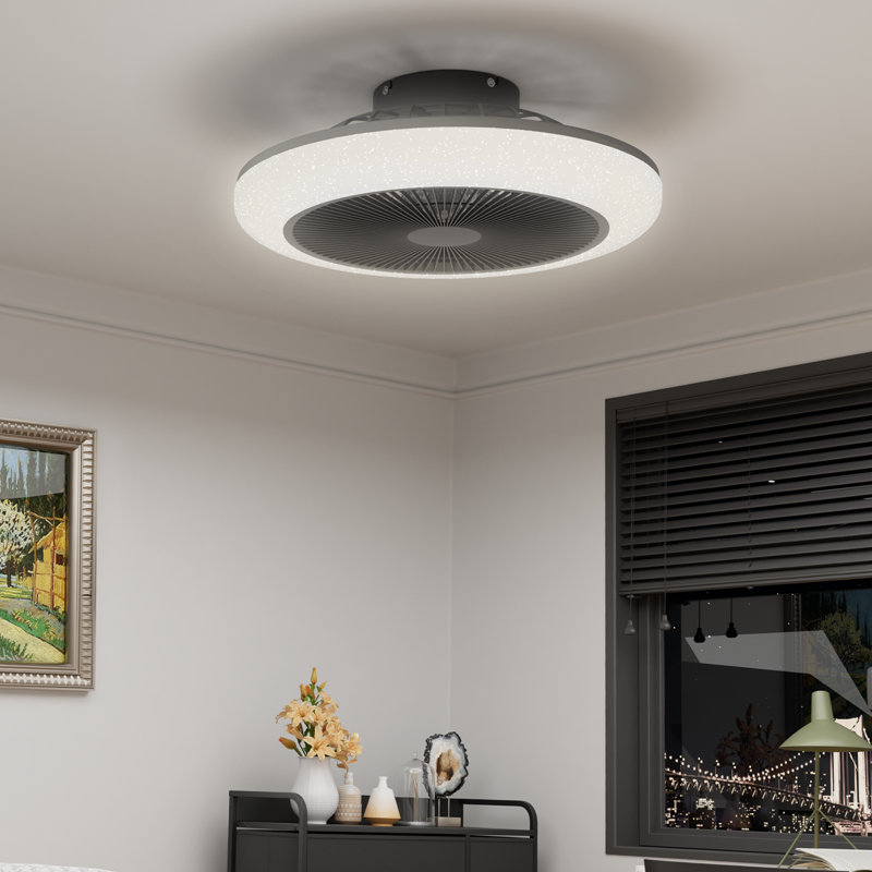 Ceiling Fan DC Remote Control With LED Light Bluetooth Speaker, Black/White