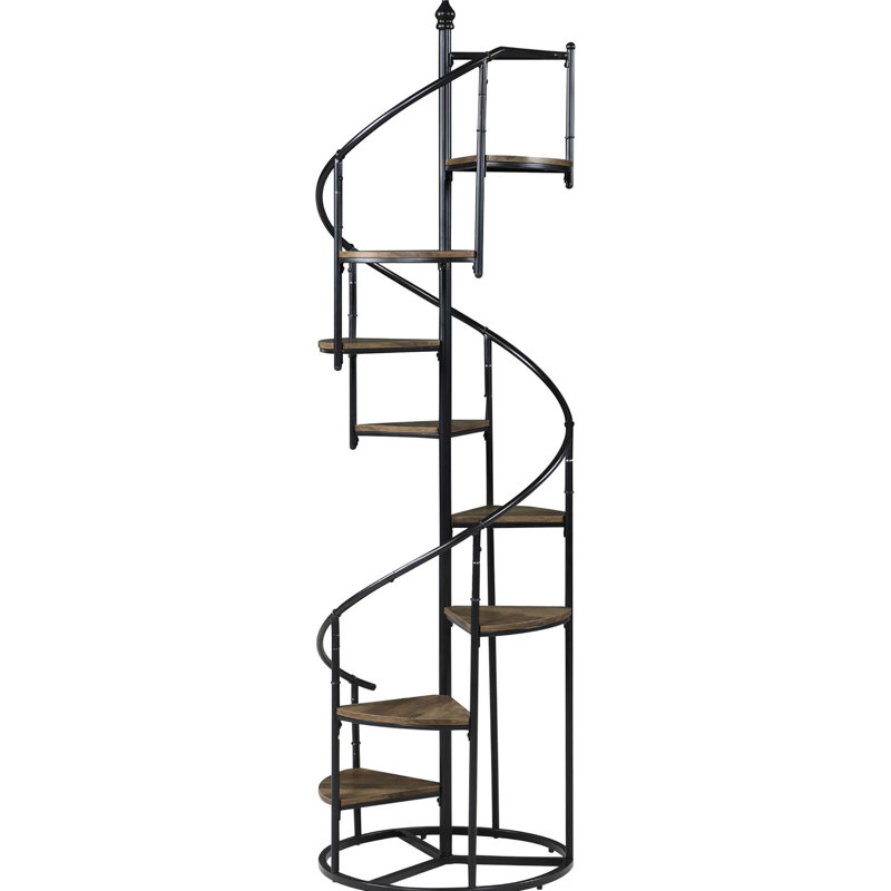 Bibliothèque à 8 tablettes de style rustique - brun et noir avec structure en bois et métal pour bureau