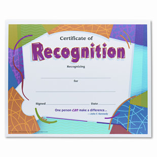 Certificate of Recognition Award (Set of 30)