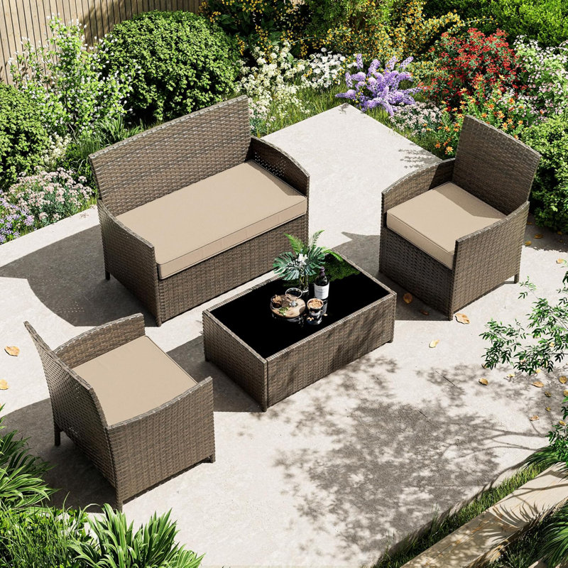 3-Piece Outdoor  Cushion  Covers Set(1 Big Cover+2 Small Covers), Covers Only, Sand