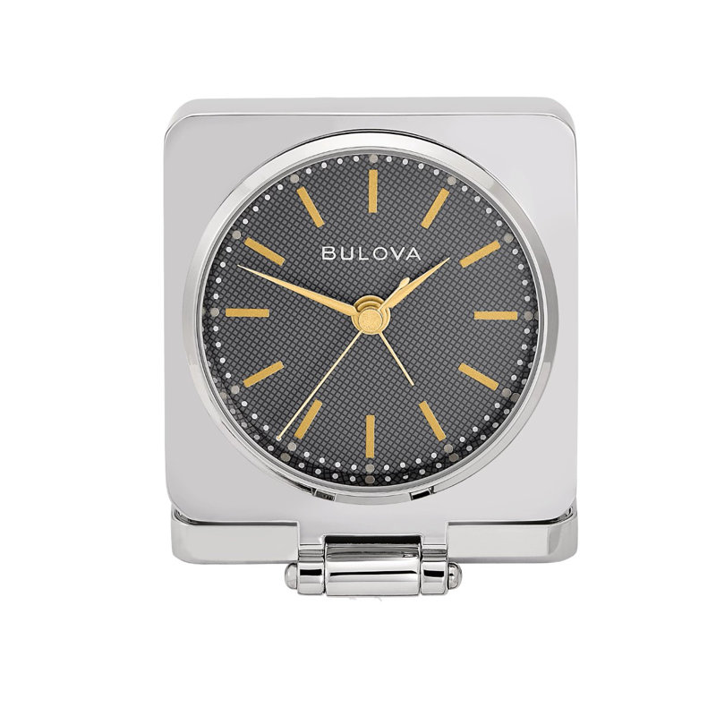 Latitude Run® 3AC5883530AC41349601EA2A78E17940 Metal Flip Traveller Alarm Clock