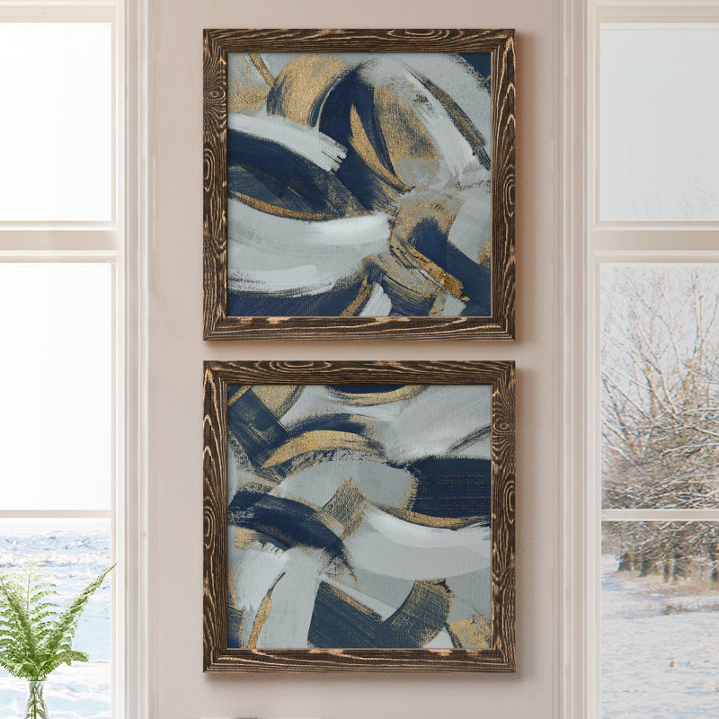 Rustic and Bitterweet I - Ensemble de 2 peintures sur toile encadrées, H 17 po x l 34 po x P 1,5 po, Cadre brun