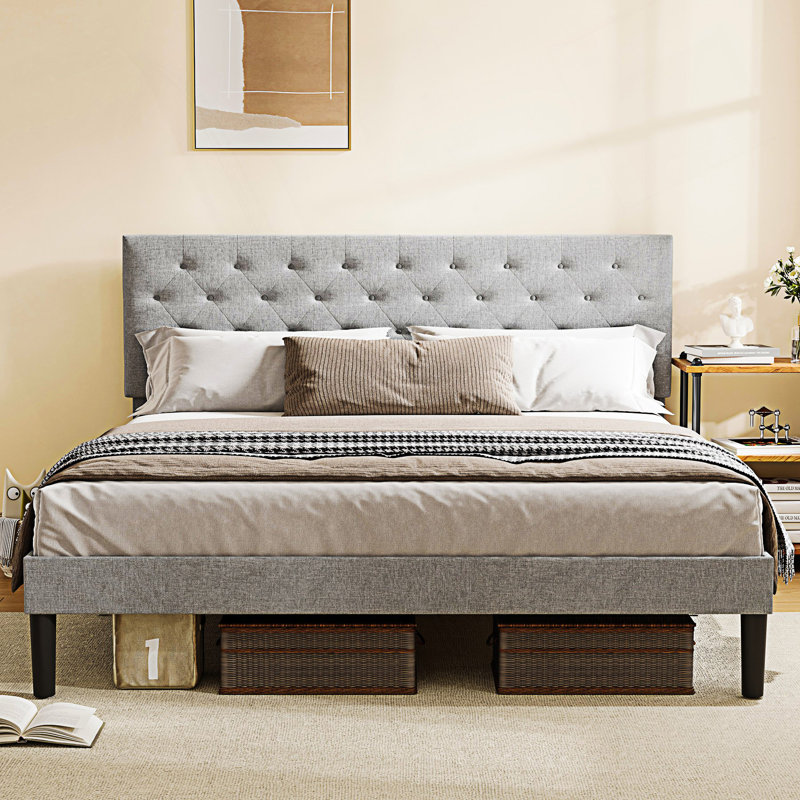 Modern Bed Frame With Adjustable Headboard