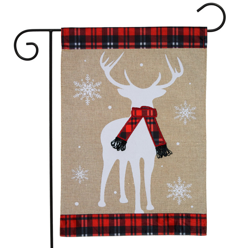 Winter Deer Burlap Garden Flag
