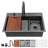 31"L x 20"W Drop In Workstation Kitchen Sink Waterfall Stainless Steel Sink with Pull-Down Faucet-124198038-112427560