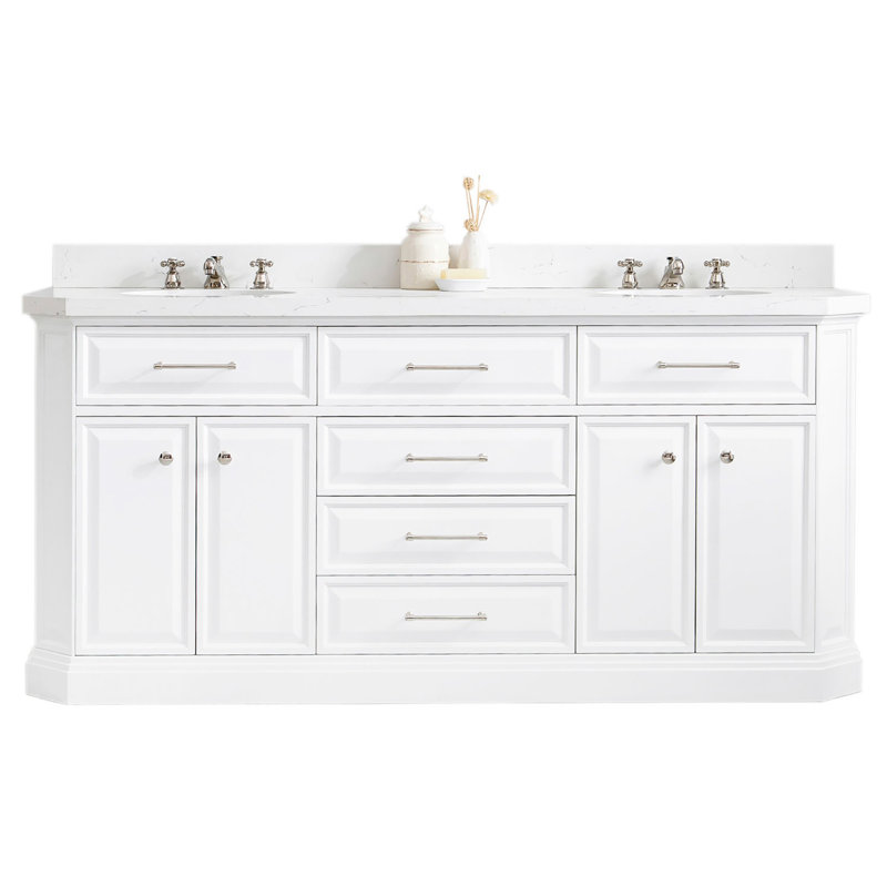 Palace 72'' W Vanity, Pure White, Polished Nickel