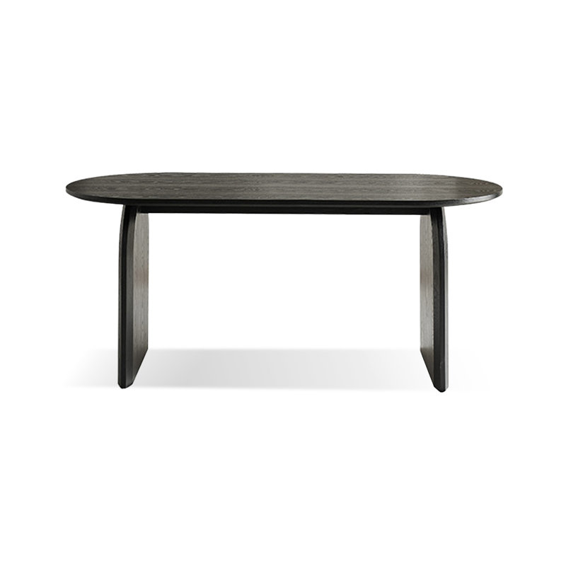 Black Oval Solid Wood Dining Table, 29.53"H x 62.99"L x 31.50"W