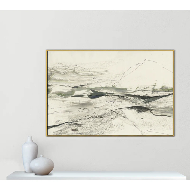 Green Sketches by PI Studio, 41.5" H x 61.5" W x 2" D, No Mat, Gold Floater Framed