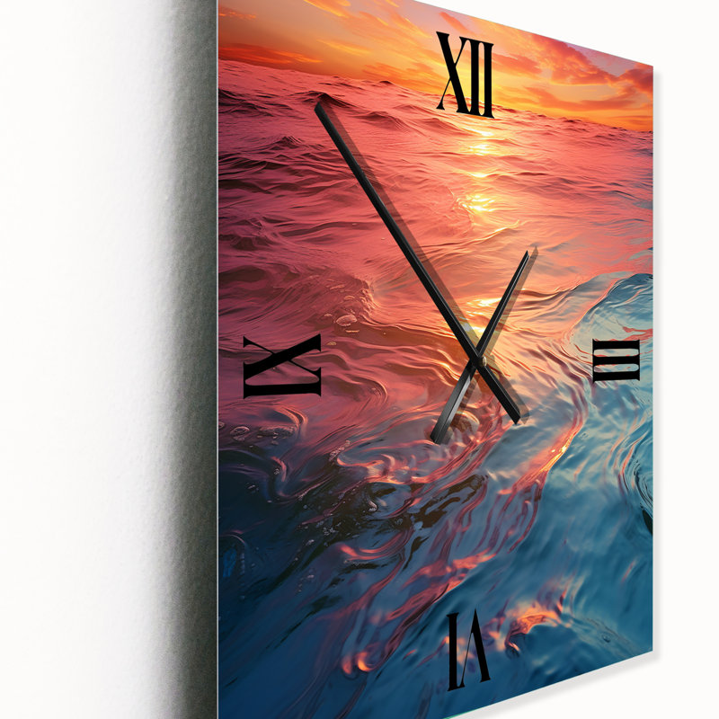 Horloge murale côtière moderne Waterscapes III - Nautique et plage, H 32 po x l 24 po x P 1 po