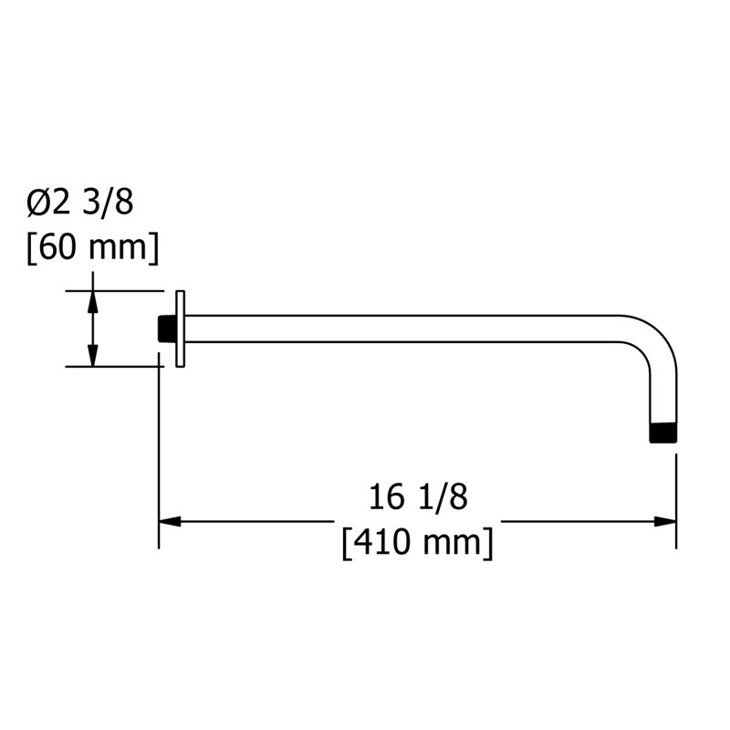 15.75" Wall Mount Shower Arm with Round Escutcheon, Chrome