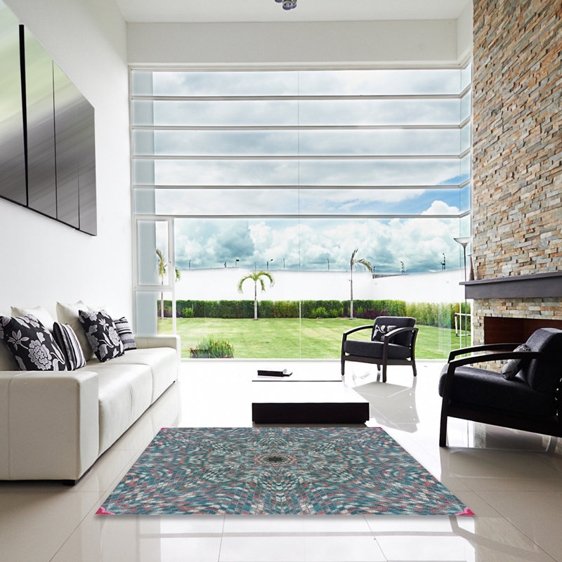 Tapis gris/vert à tisser électrique, Carré 7 pi