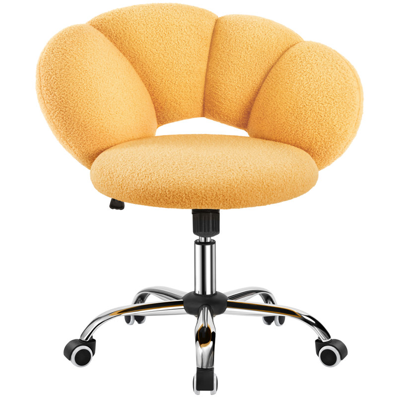 Boucle Upholstered Desk Chair, Yellow