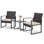  Ensemble de 3 chaises bistro en rotin avec coussins et table basse