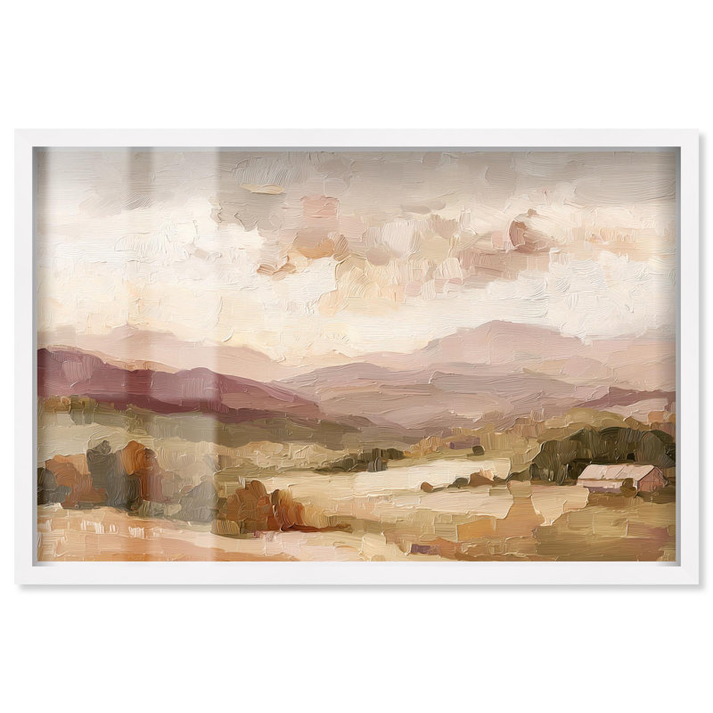 Décoration murale rustique Rolling Hills I Shadowbox par Art Remedy, cadre blanc, 55 x 37, H 37 po x l 55 po, Cadre blanc