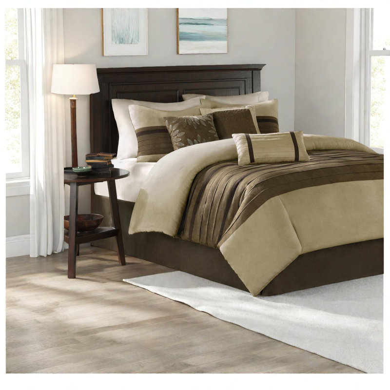 Soft Faux Suede Bedding Sets Full Size, Modern Transitional Home Comfort