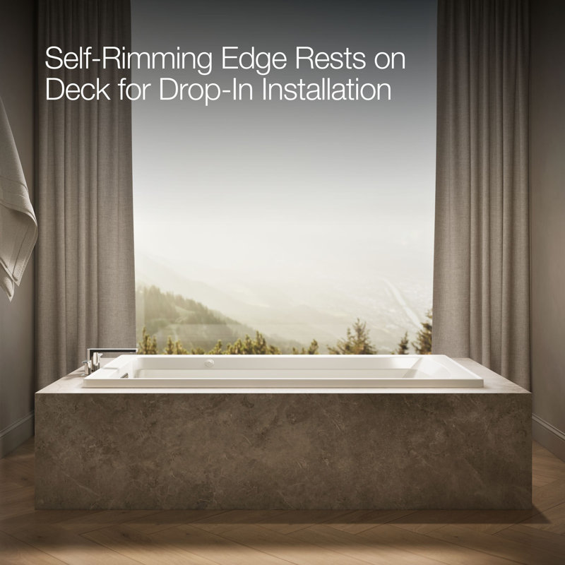 Archer® 72" x 36" Drop in Whirlpool Acrylic Bathtub, Biscuit