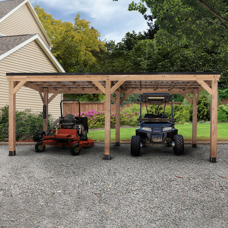 Arcadia 20' x 9.5' Cedar Wood Outdoor Gazebo with Steel Roof