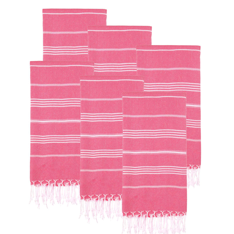 Ensemble de 6 serviettes pour lit de plage en coton turc Alize, Fuchsia