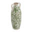 Vase en céramique 5,9 x 5,9 x 15,6 po avec motif floral vert et petites poignées