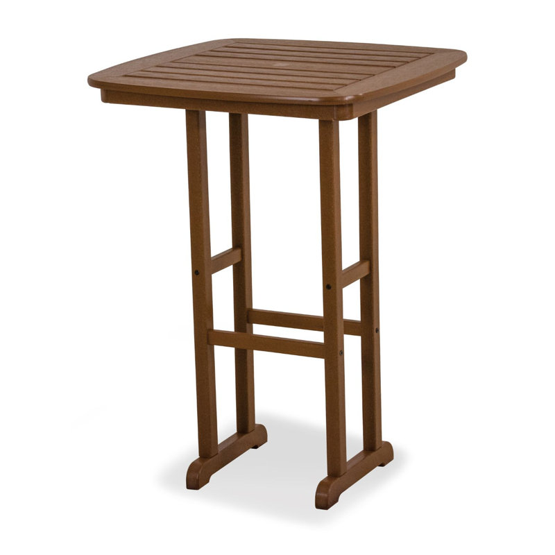 POLYWOOD Nautical 31" Bar Table, Teak
