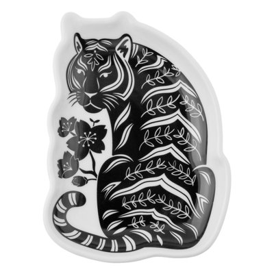 BOHO B&W SHAPED TRINKET TRAY  TIGER