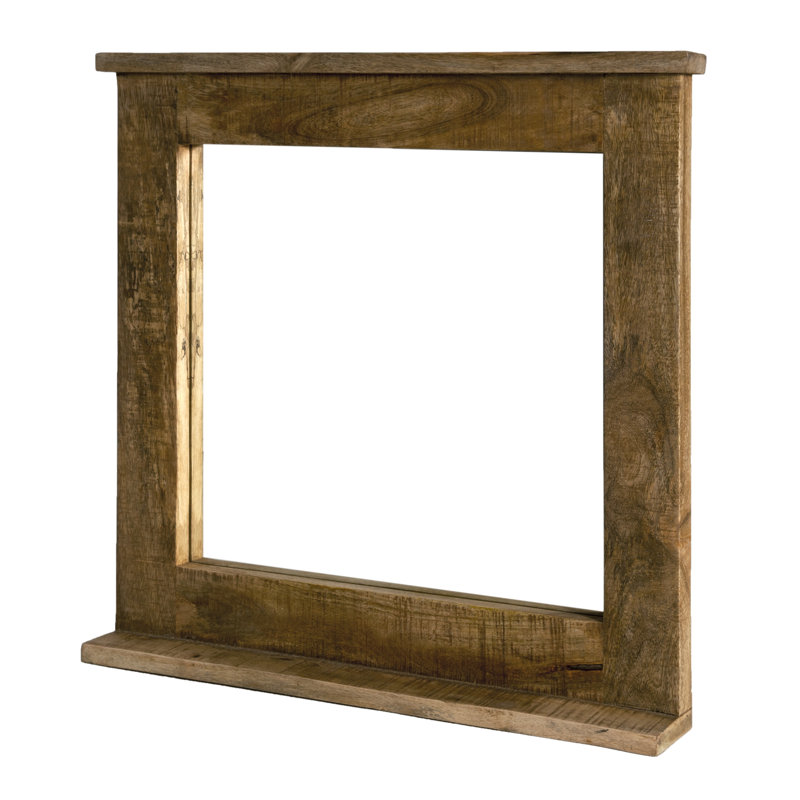 Ottomar Wood Wall Mirror with Shelves, Brown