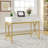 41 in Computer Desk With Two Drawers, White and Gold Modern Study Writing Desk-1040636948