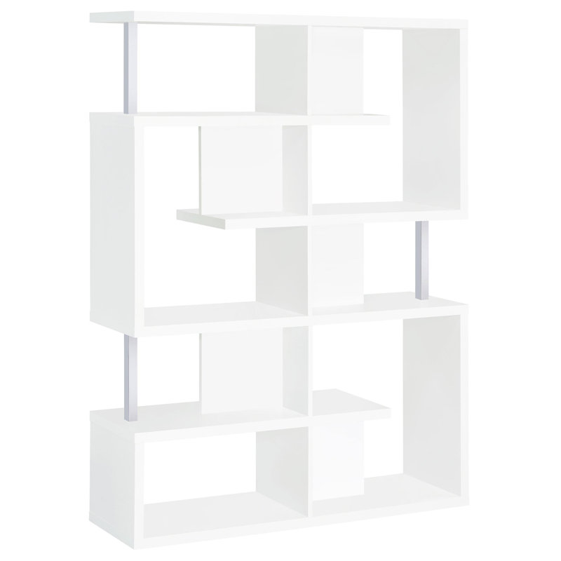 Petula Five-Tier Geometric Bookcase, Blanc