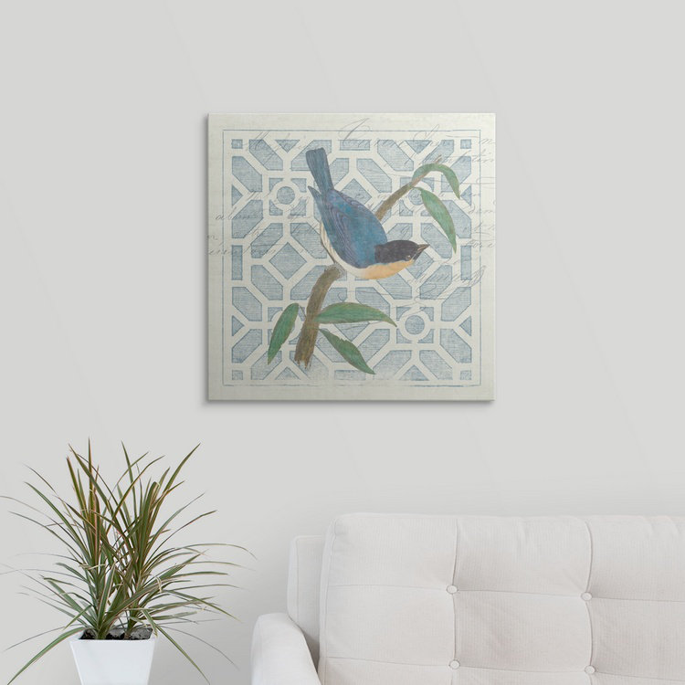 « nogravureing tile i blue oiseau », impression, H 35 po x l 35 po x P 1,5 po, Toile