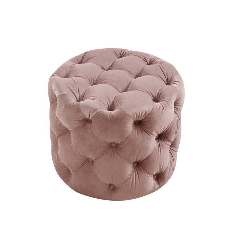 Repose-pieds capitonné rond de 21 po, Velours rosé