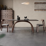 Italian Rock Slab Modern Simple Dining Table Solid Wood Base Dining Table