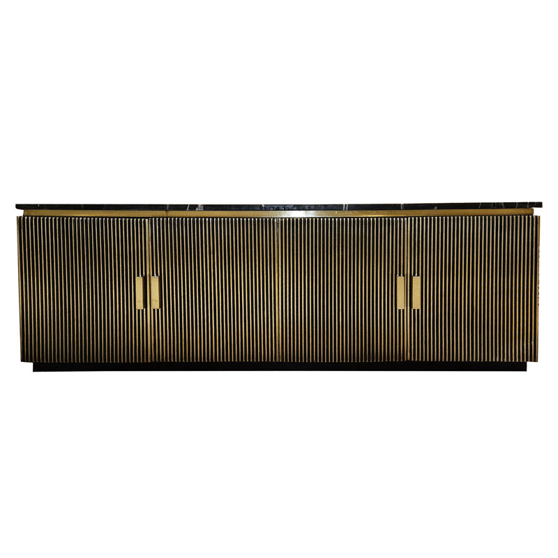  79in Large Brass Cabinet with Marble Top