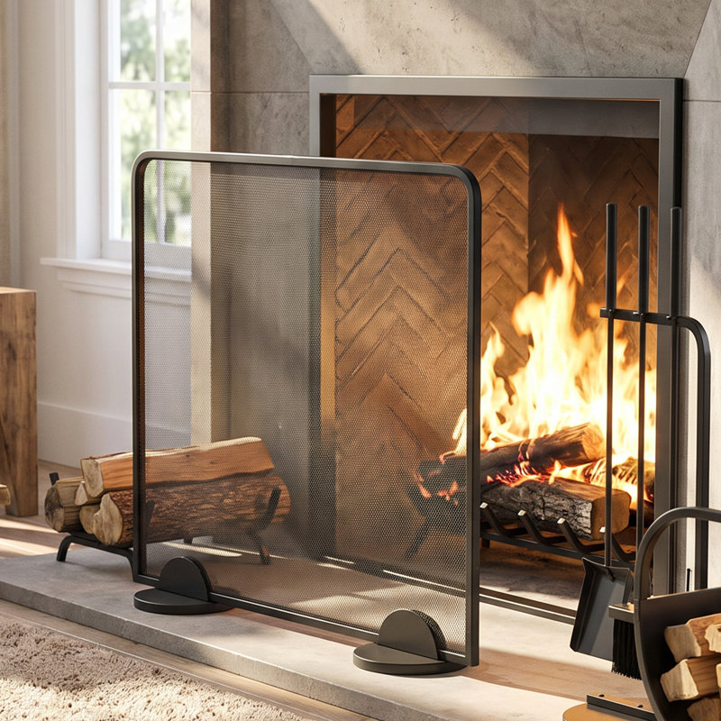 Single Door Iron Fireplace Door